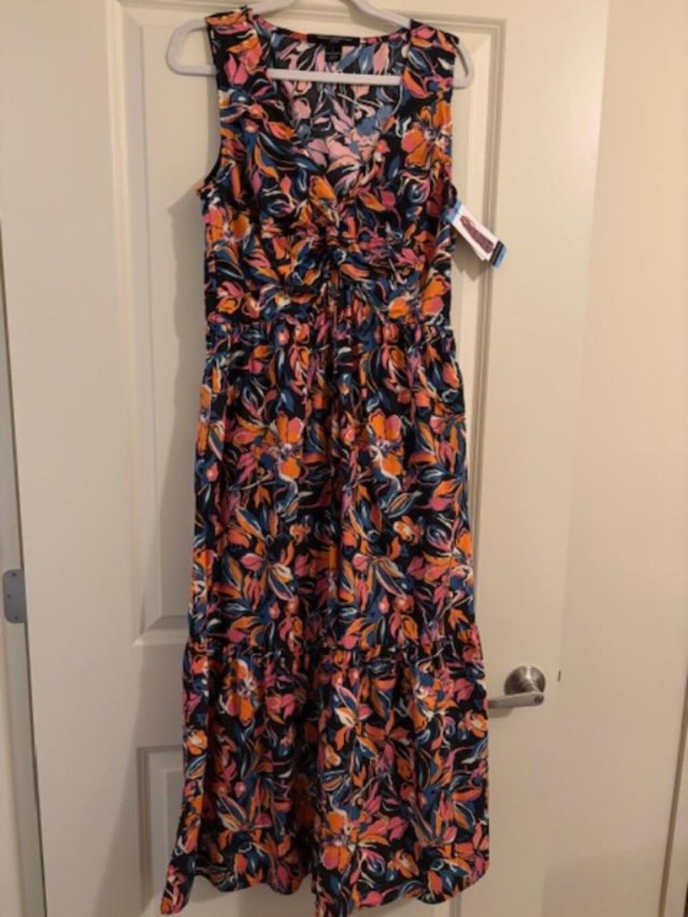 NWT Women's French Connection Twist Front Midi Dress Size Large Mother's Day
